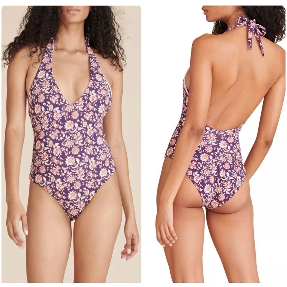 NWT Veronica Beard Salis Ultramarine Multi Halter One Piece Swimsuit Small